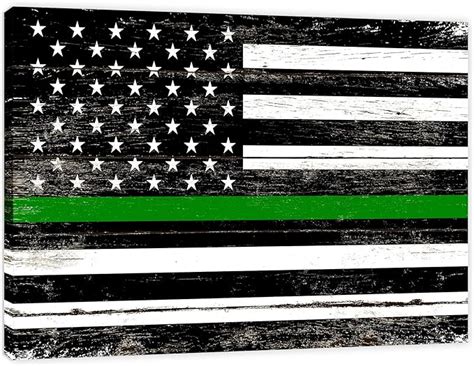 Usa Flag Thin Green Line Border Patrol（2 Flag Decor