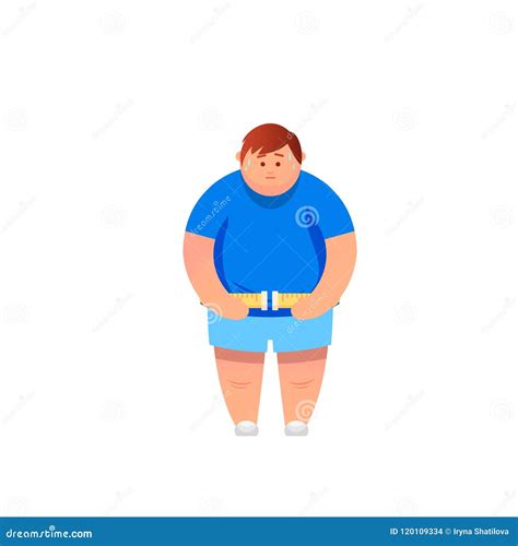 Abdomen Fat Overweight Man With A Big Belly Stock Vector