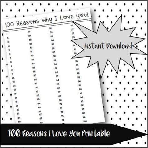 100 Reasons I Love You Printable Etsy