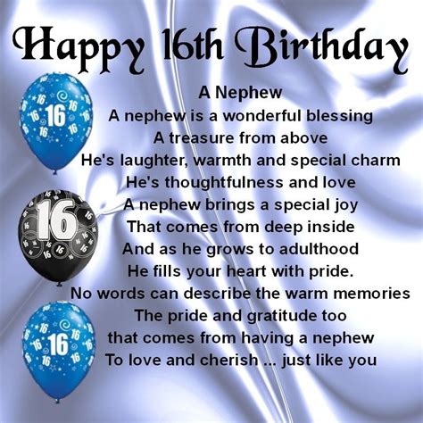 I was full of emotions and words are short to express my feelings. Personalised Coaster - Nephew Poem - 16th Birthday Design ...