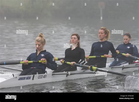 Cambridge University Student Rowers On The River Cam In The Early