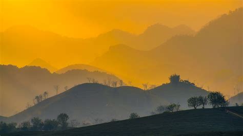 Desktop Wallpaper Vietnam Sunrise Dawn Morning Mountains Horizon