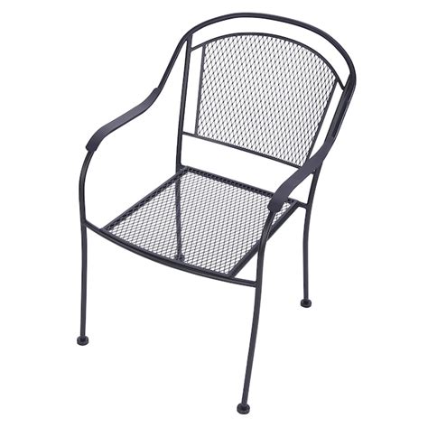 Garden Treasures Davenport Stackable Black Metal Frame Stationary Dining Chairs With Mesh Seat