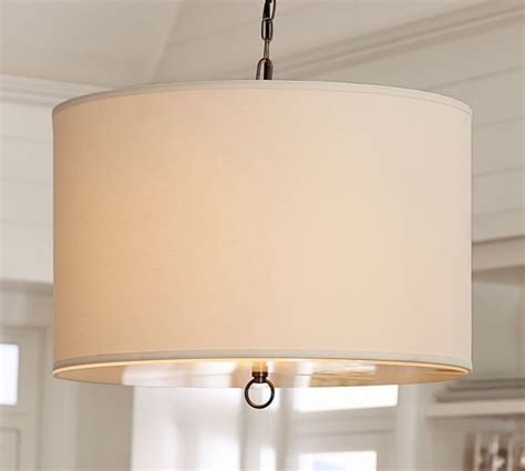 Sculptural chandeliers shine new light in any room. Linen Drum Pendant | Pottery Barn