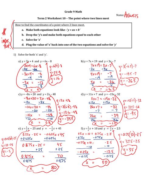Grade 9 Math Worksheets With Answers Martin Lindelof