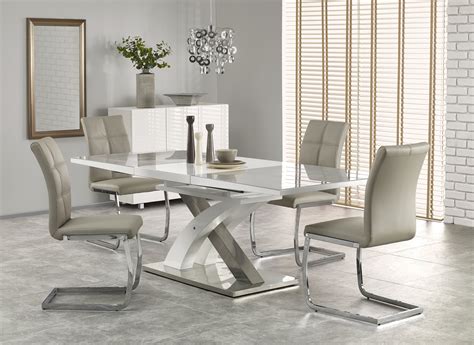 Buy Harmony High Gloss White Grey Glass Extendable Dining