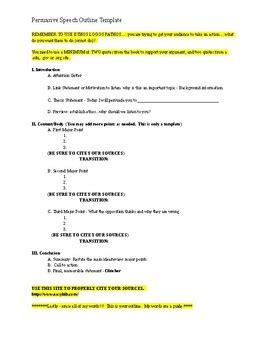 Commit to finding out if your relationships are suffering due to overuse of devices. Persuasive Speech Outline Template by Creating the Habit ...