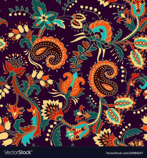 Colorful Seamless Paisley Pattern Decorative Vector Image