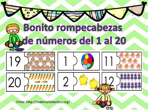 Excelente Rompecabezas De Números Del 1 Al 20 Material Didáctico Y