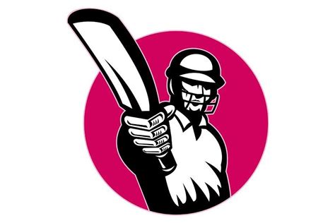 Cricket Player Batsman Pointing Bat By Patrimonio On Creativemarket