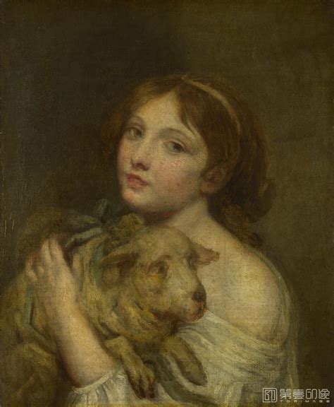 让·巴蒂斯特·格勒兹 Jean Baptiste Greuze A Girl With A Lamb 006 油画作品 第壹印像