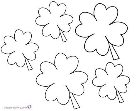 Four Leaf Clover Coloring Pages Lucky Flowers Free Printable Coloring