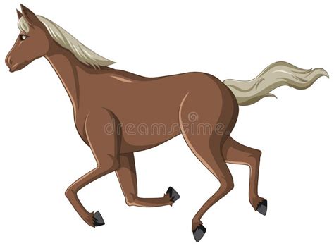 Brown Horse Running Cartoon Stock Vector Illustration Of Living
