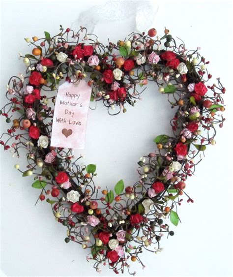 Spring Heart Shaped Wreath Spring Door Decoration With Vintage Lace