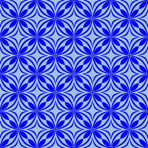 Blue On Light Blue Geometric Tile Oval And Circle Seamless Repeat