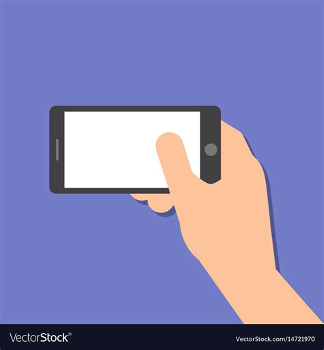 Hand Holds A Smart Phone In Horizontal Position Vector Image