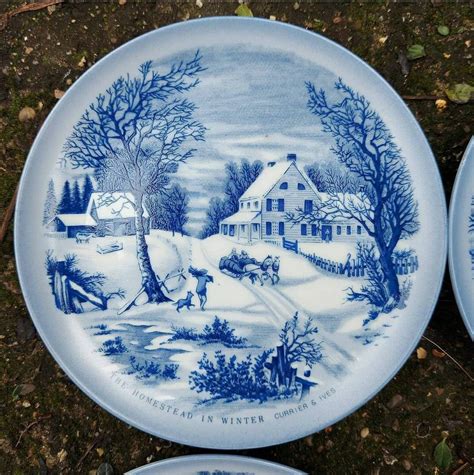 Set Of 4 Currier And Ives Winter Plates Etsy