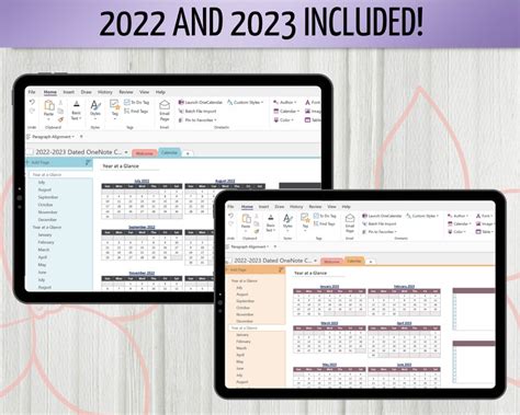 2022 2023 Editable Onenote Calendar Sunday Start Dated Etsy Uk