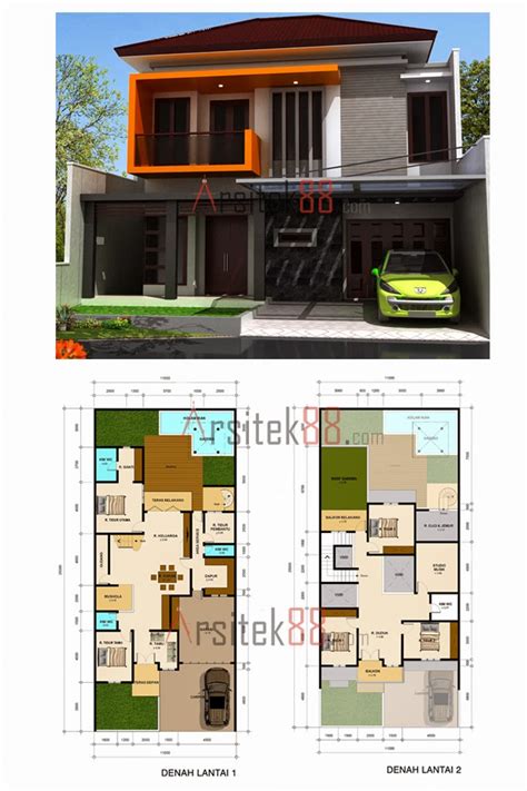 Gambar rumah 2 lantai 12 x 12 m minimalis modern. Desain Rumah Minimalis 1 Lantai Beserta Denahnya - Gambar ...