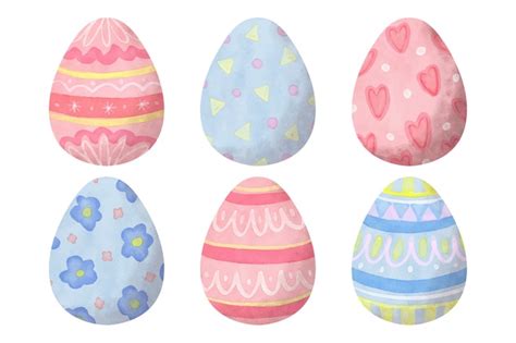 Watercolor Style Easter Day Egg Collection Free Vector
