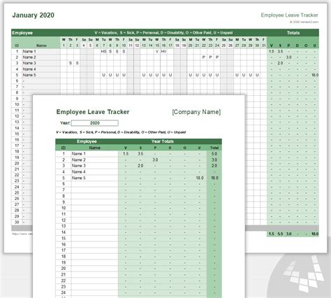 Employee Attendance Tracker 2021 Calendar Template Printable