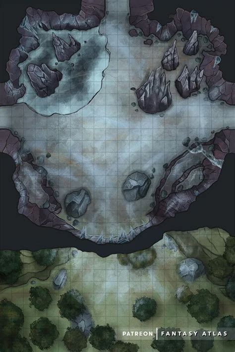 Oc Frozen Cave Entrance Battle Map Dnd Dungeon Maps Fantasy