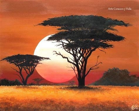 Beautiful Trees Sunset Painting Landscape Paintings Easy Landscape