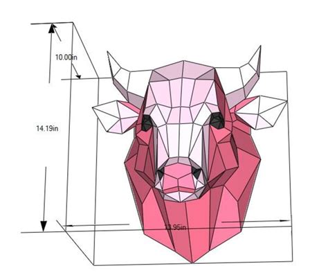 Papercraft Cow Bull 3d Paper Low Poly Sculpture Templ
