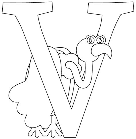 V is for Vulture coloring page - coloring.com | Abc coloring pages, Animal alphabet, Abc coloring