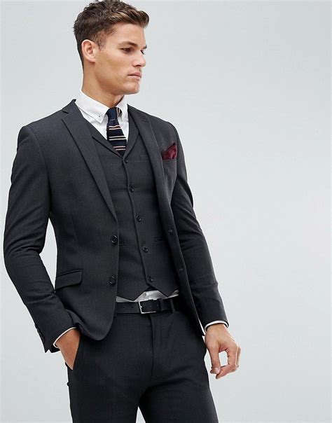 Asos design wool mix trench coat in black at asos. ASOS Super Skinny Fit Suit Jacket In Charcoal - Gray ...