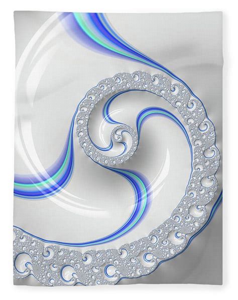 White And Blue Spiral Elegant And Minimalist Fleece Blanket For Sale By