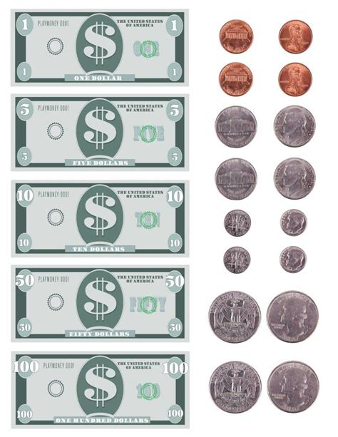 printable play money template money worksheets