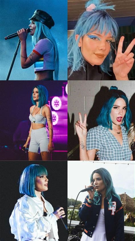 Halsey Short Hair Halsey Hair Short Blue Hair Hair Color Blue Hair