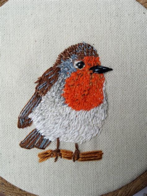 Robin Hand Embroidery Bird Embroidery Hand Stiched Bird Etsy