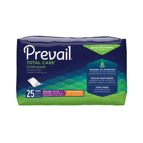 Prevail Total Care Disposable Underpad Heavy Absorbency Polyester 30x30