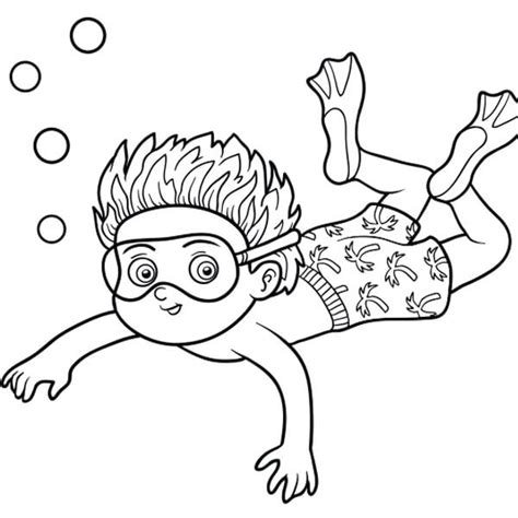 Niños Nadando Para Colorear Imprimir E Dibujar Dibujos Colorear