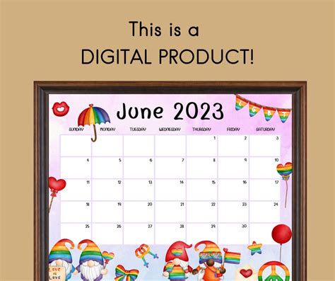 editable june 2023 calendar lgbt pride month planner with etsy israel