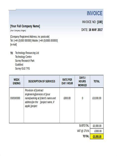 Sample Payment Invoice Template