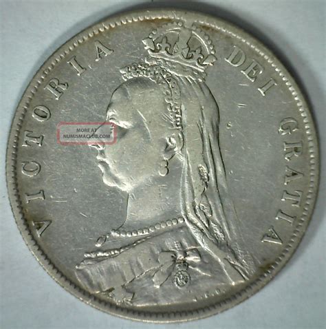 1892 Silver Half Crown Great Britain Victoria English Uk Coin Yg