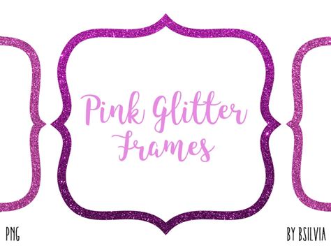 Pink Glitter Frame Clipart Pink Glitter Border Clipart Etsy