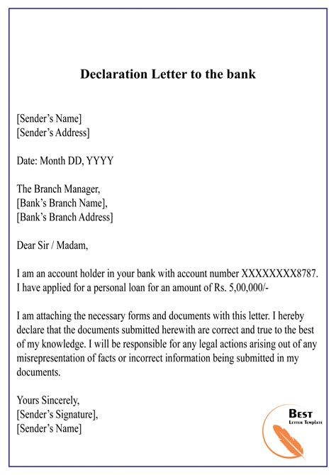 4 Free Declaration Letter Template Format Sample And Example