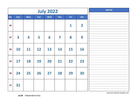 July 2022 Calendar Free Printable Calendar Templates Printable July