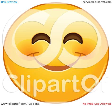 Clipart Of A Cartoon Yellow Smiley Face Emoji Smizing Royalty Free