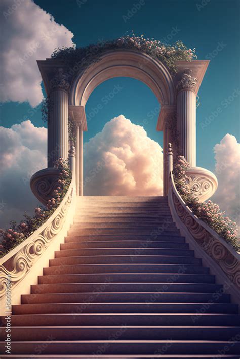 Gate Of Heaven Arch In The Sky Stairway To Heaven Generative Ai