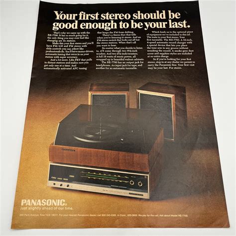 Panasonic Stereo 1969 Vintage Print Ad 10x13 Re 7700 Stereo Rd 7703