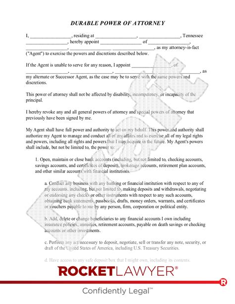 Free Tennessee Power Of Attorney Template Rocket Lawyer