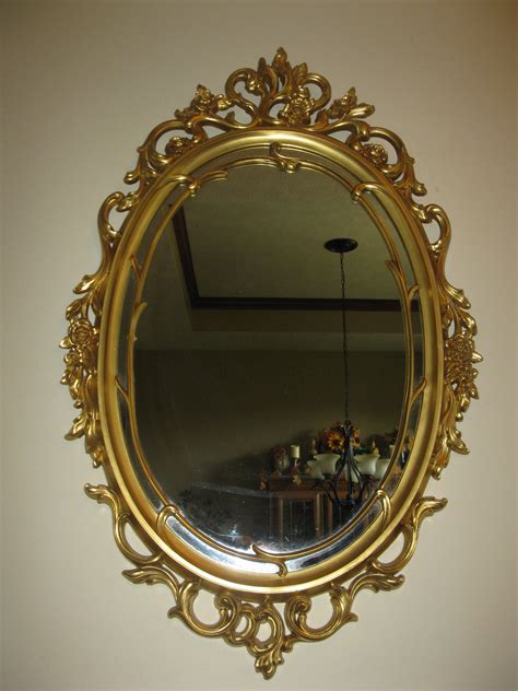 Large Ornate Syroco Wall Mirror Oval Shape Plastic Etsy