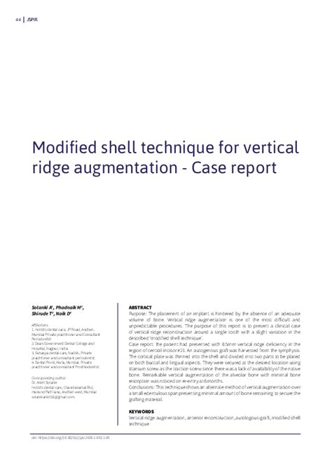 Pdf Modified Shell Technique For Vertical Ridge Augmentation Case