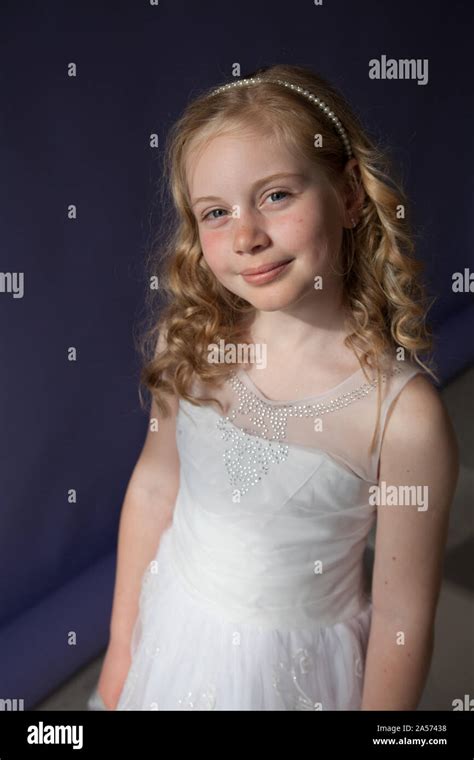 Portrait Of A Beautiful Blonde Girl 10 Years Old Stock Photo Alamy