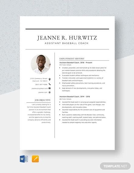 Use these templates to create an individual record of the training that an employee receives, then compile each session in the log to document the employee's. Coach Resume Template - 8+ Free Word, PDF Document ...